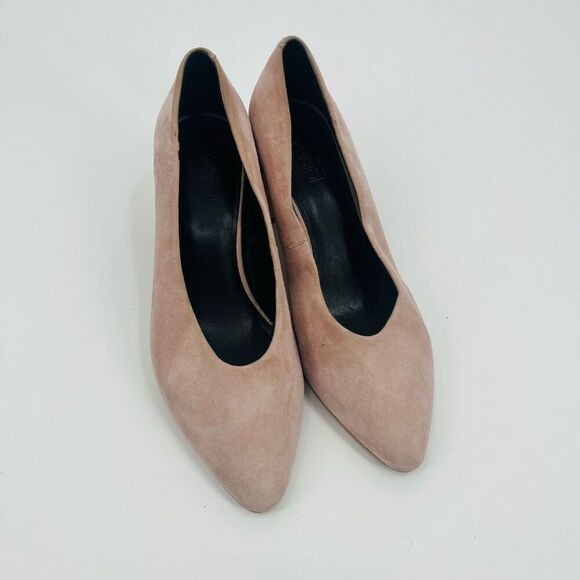 M4DE Pump Pink Suede Leather Slip On Block Heel Pointed Toe Womens Size 9.5 - Picture 3 of 9